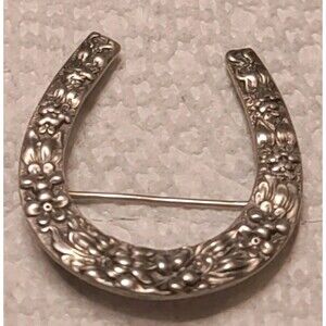 Sterling Stieff Horseshoe Brooch 1.32" Long X 1.21" Wide